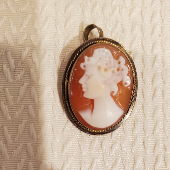VINTAGE ITALY GENUINE SHELL SIGNED .925 CAMEO Sterling Silver Signed AMC AETISAN - Picture 6 of 12